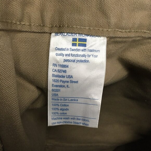 Blaklader Mens Cargo Work Pants size 42x32 Brown Thick‎ Canvas Pockets Trades - Picture 6 of 16
